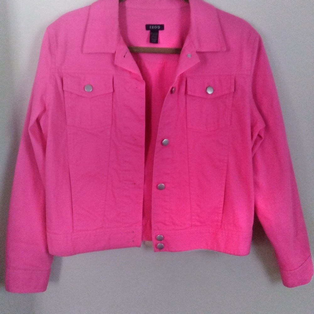 Izod Bright Pink Feminine Women's Jean Jacket‎